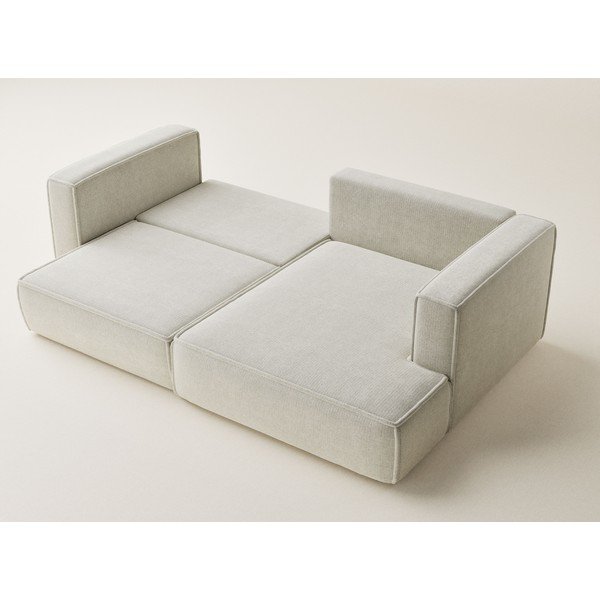 Krémová žinylková rozkládací/s úložným prostorem rohová pohovka (pravý roh/s lenoškou) Velto – Maison de Rêve-image-3