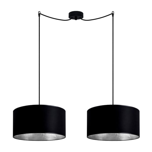 Černé závěsné dvouramenné svítidlo s vnitřkem ve stříbrné barvě Sotto Luce Mika, ⌀ 36 cm