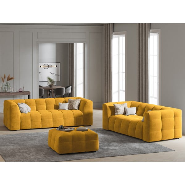 Žlutý sametový puf Windsor & Co Sofas Vesta-image-1