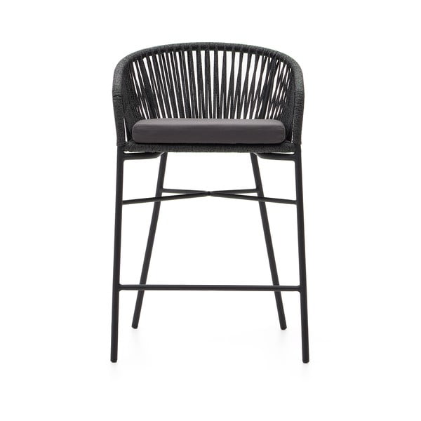 Černá kovová/polstrovaná zahradní barová židle Yanet – Kave Home-image-3