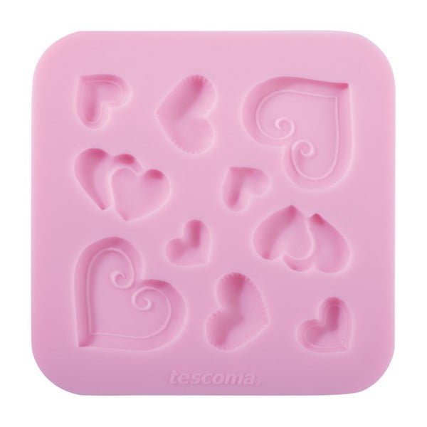 Růžová silikonová formička Tescoma Delícia Deco Srdíčka