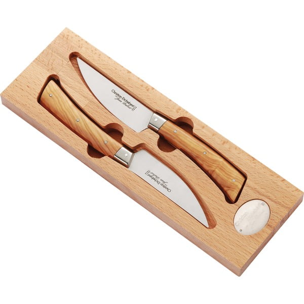 Sada 2 nožů z nerezové oceli v dřevěném úložném boxu Jean Dubost Handmade