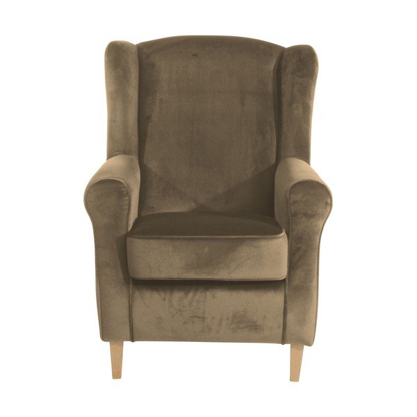 Hnědé křeslo ušák Max Winzer Lorris Velour Sahara-image-2