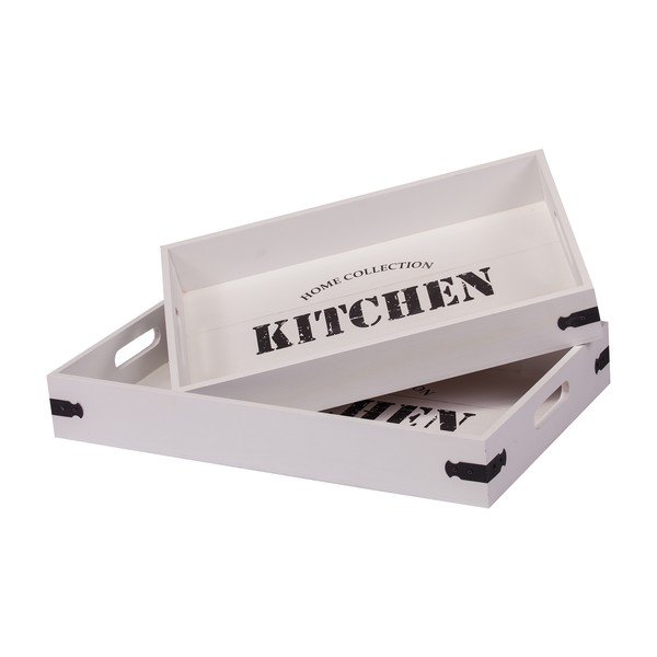 Sada 2 bílých podnosů Kitchen