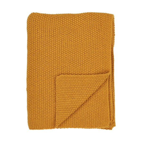 Žlutá pletená deka z recyklované bavlny 130x170 cm Santos – House Nordic