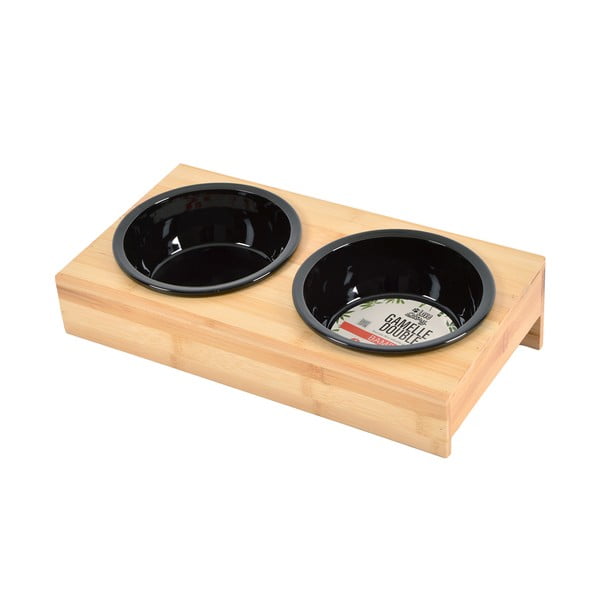 Bambusový set misek s podstavcem pro psa ø 16 cm – Love Story-image-2