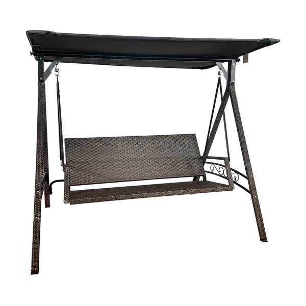 Šedá zahradní houpačka z umělého ratanu Rattan – Rojaplast-image-1