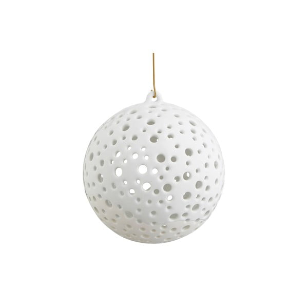 Bílý vánoční závěsný svícen z kostního porcelánu Kähler Design Nobili, ⌀ 12 cm
