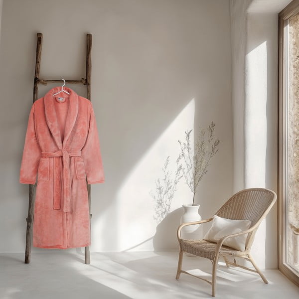 Růžový župan z mikroplyše velikost XS/S Polyvelvet – Good Morning-image-1