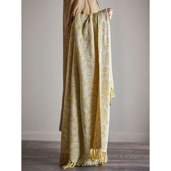 Žlutá deka s příměsí bavlny 130x155 cm Pratello – Bloomingville-image-4