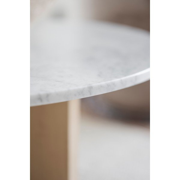 Bílý mramorový kulatý konferenční stolek 90x90 cm Brooksville - Rowico-image-4