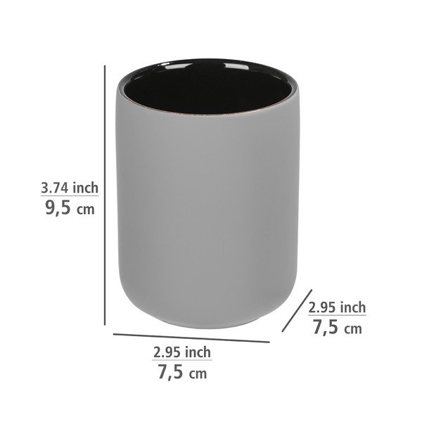 Šedý keramický kelímek na kartáčky Wenko Avellino-image-3