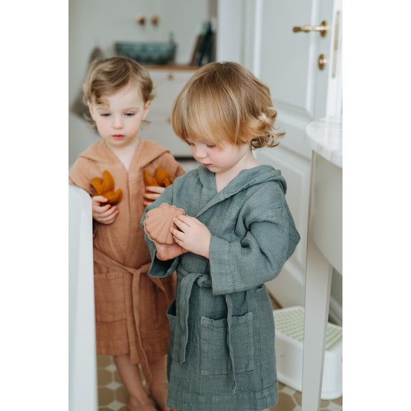 Dětský modrý lněný župan Linen Tales Nature, vel. 104 - 116-image-4