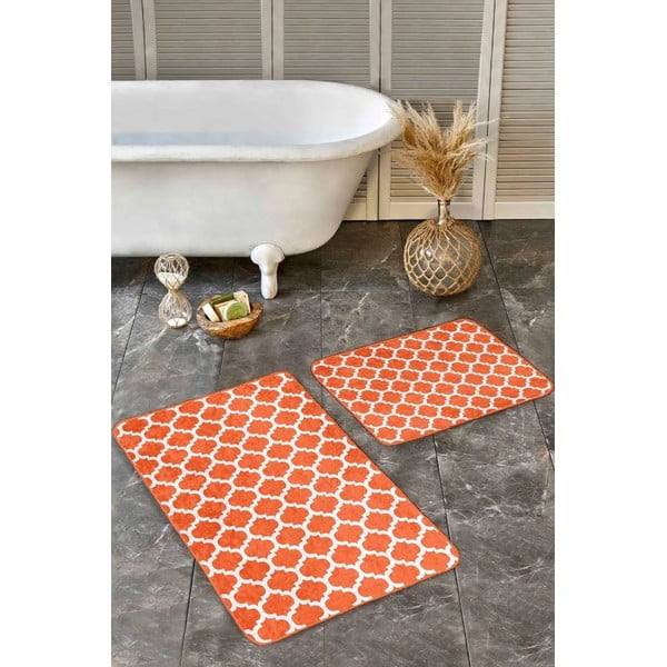 Oranžové sametové koupelnové předložky v sadě 2 ks 60x100 cm – Mila Home-image-3