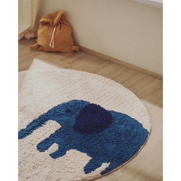 Slonovinový pratelný/ručně tkaný bavlněný dětský koberec ø100 cm Tandani – Kave Home-image-1