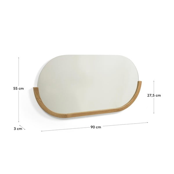 Nástěnné zrcadlo s dřevěným rámem 96x55 cm Rokia – Kave Home-image-4