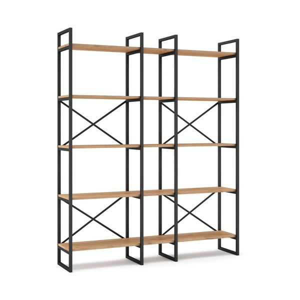 Černý/přírodní regál v dekoru dubu 144x175 cm Dusan – Marckeric-image-3