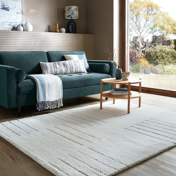 Krémový ručně tkaný vlněný koberec 200x290 cm Dottie Geometric – Flair Rugs-image-1