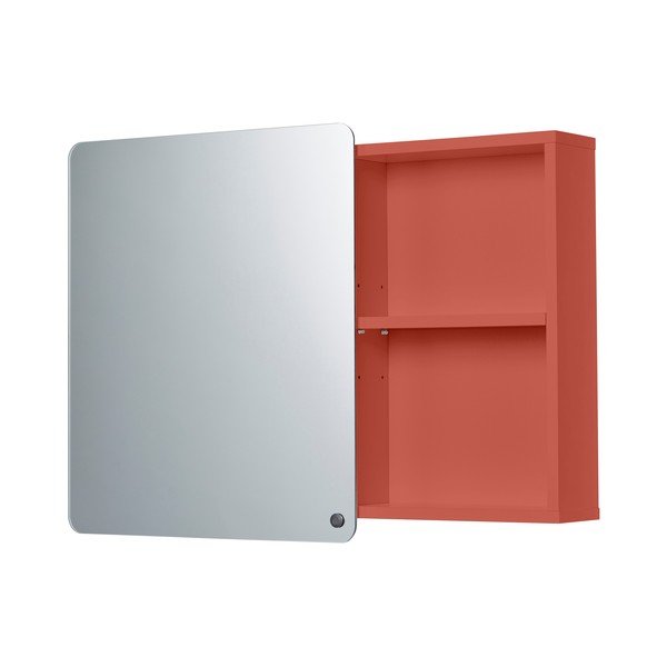Červená závěsná koupelnová skříňka se zrcadlem 80x58 cm Color Bath – Tom Tailor-image-2