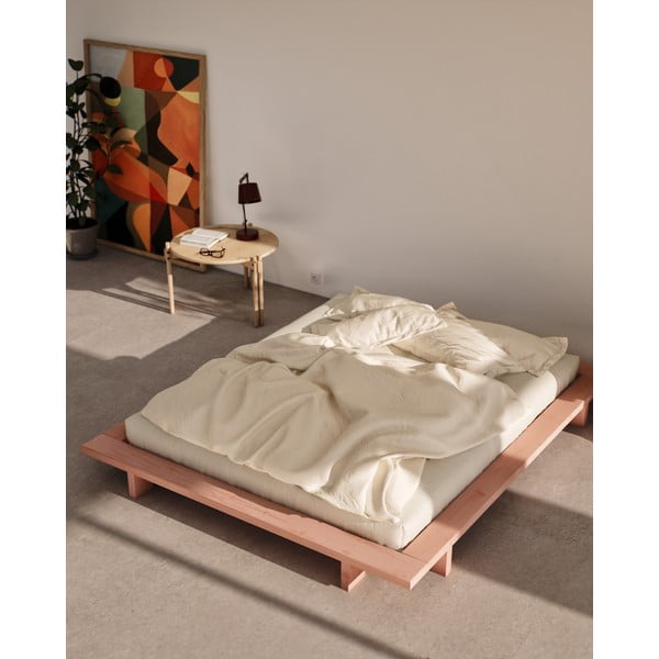 Světle růžová dvoulůžková postel z borovicového dřeva s roštem 160x200 cm Japan – Karup Design-image-1