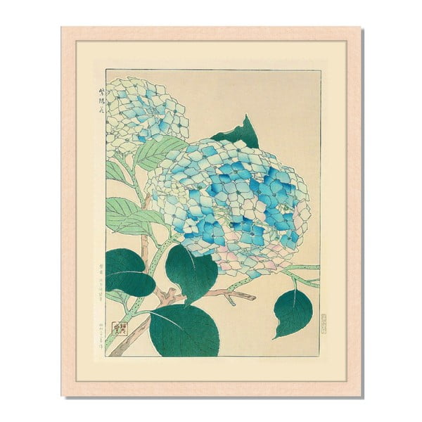 Obraz v rámu Liv Corday Asian Blue Flowers, 40 x 50 cm