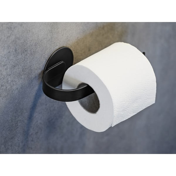 Matně černý samodržící kovový držák na toaletní papír Bivio – Wenko-image-1