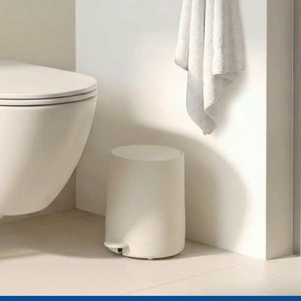Krémový nášlapný plastový odpadkový koš 5 l Fablo – Wenko-image-2