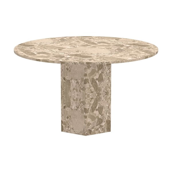 Světle hnědý mramorový kulatý jídelní stůl ø 130 cm Naxos – Actona-image-3