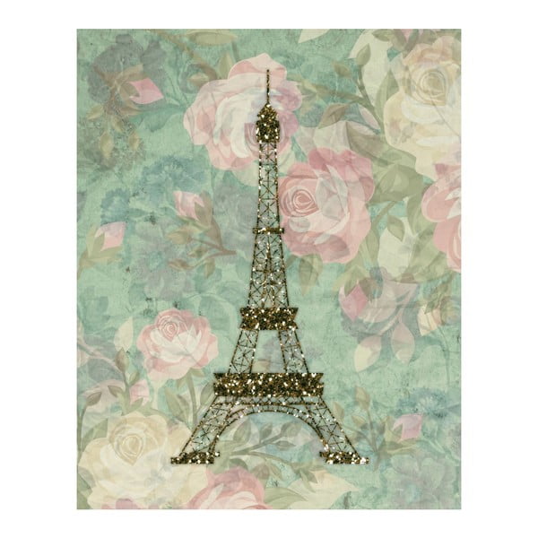 Plakát v dřevěném rámu Eiffel, 38x28 cm