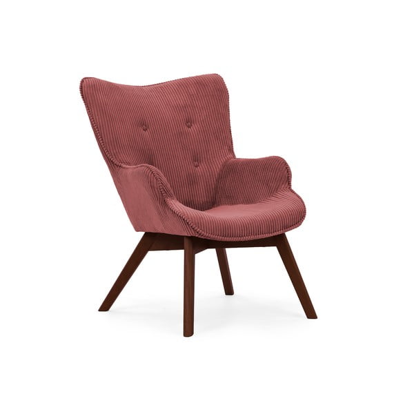 Červené manšestrové křeslo s podnožkou Niko – Ropez-image-4