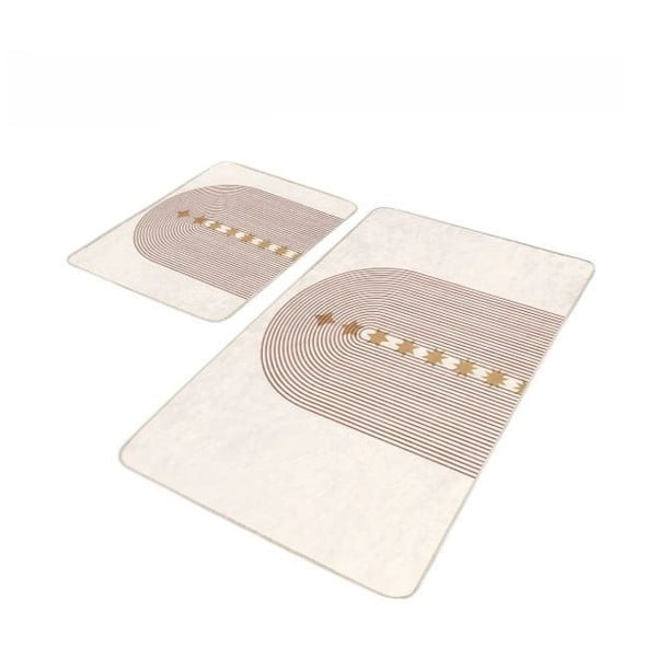 Béžové sametové koupelnové předložky v sadě 2 ks 60x100 cm – Mila Home