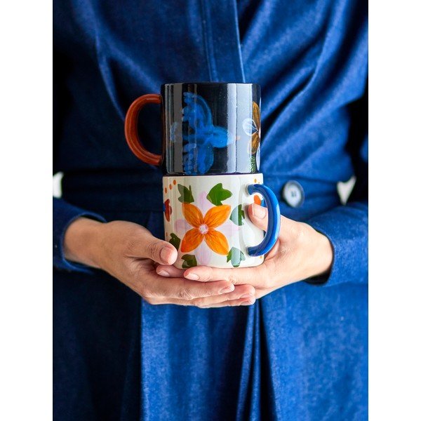 Černé/béžové keramické hrnky v sadě 2 ks 300 ml Maricala – Bloomingville-image-4