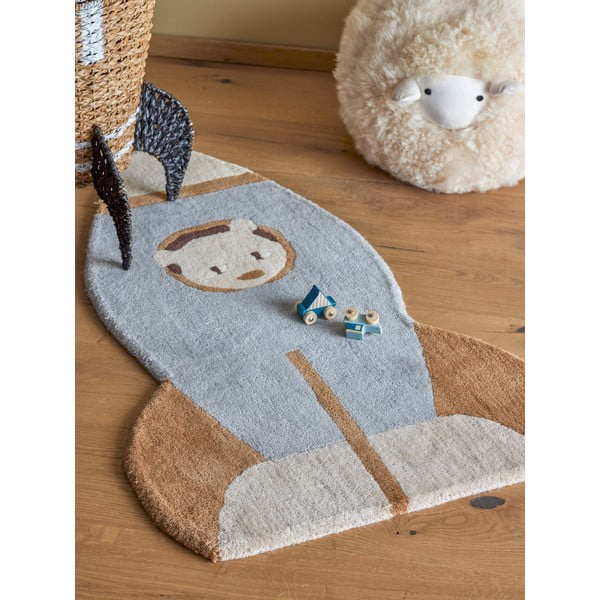 Modro-hnědý vlněný dětský koberec 60x100 cm Space – Bloomingville Mini-image-1