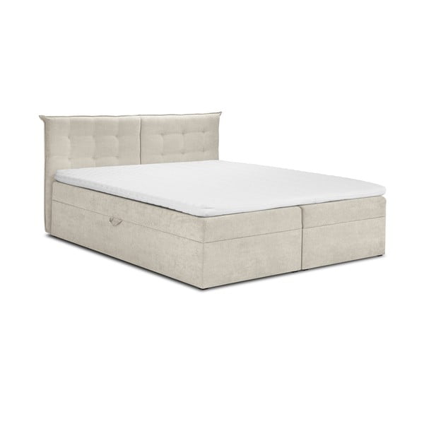 Béžová boxspring postel s úložným prostorem 160x200 cm Echaveria – Mazzini Beds