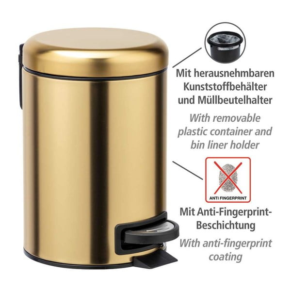 Pedálový odpadkový koš z nerezové oceli ve zlaté barvě 3 l Leman – Wenko-image-4