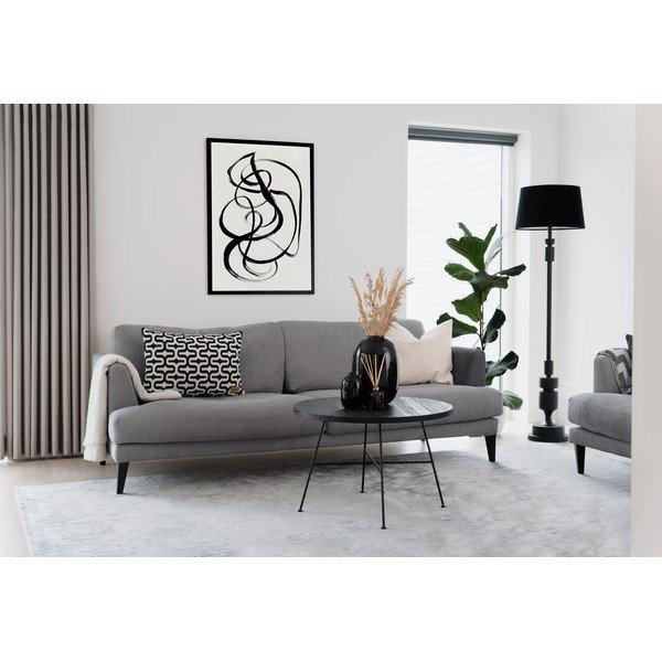 Černý konferenční stolek s deskou z borovicového dřeva Rowico Grafton, ø 70 cm-image-2