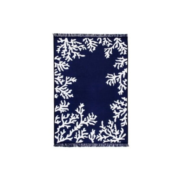 Modro-bílý oboustranný koberec Coral, 160 x 250 cm