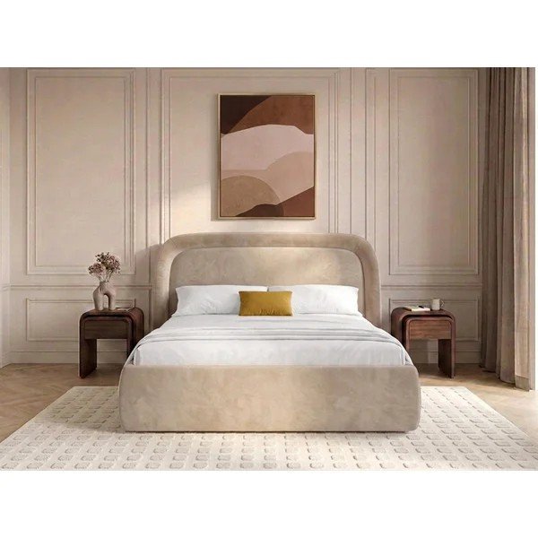 Béžová čalouněná dvoulůžková postel s úložným prostorem s roštem 180x200 cm Sam – Bobochic Paris-image-1