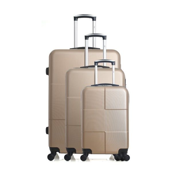 Sada 3 cestovních kufrů ve zlaté barvě na kolečkách Hero Coronado