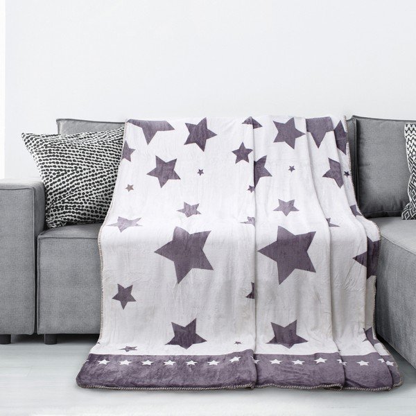 Bílo-šedá deka z mikroperkálu AmeliaHome Starlight, 70 x 150 cm-image-2