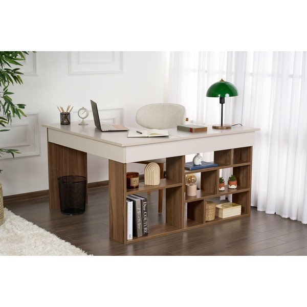 Rohový pracovní stůl v dekoru ořechu 120x130 cm Vesper – Kalune Design-image-2