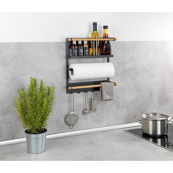 Černý nástěnný kuchyňský organizér Wenko Magna-image-3