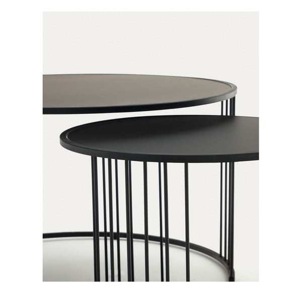 Kulatý odkládací stolek se skleněnou deskou ø 75 cm Hadar – Kave Home-image-1