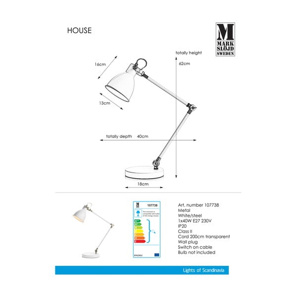 Bílá stolní lampa Markslöjd House Table White-image-2