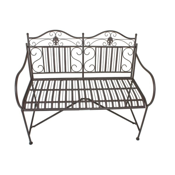 Tmavě hnědá kovová zahradní lavice Mangan – Garden Pleasure-image-2