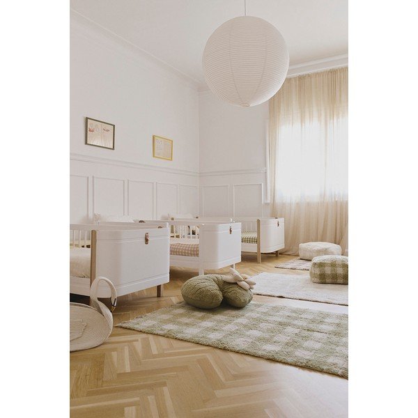 Zelený pratelný/ručně tkaný bavlněný dětský koberec 90x120 cm Vichy – Lorena Canals-image-1