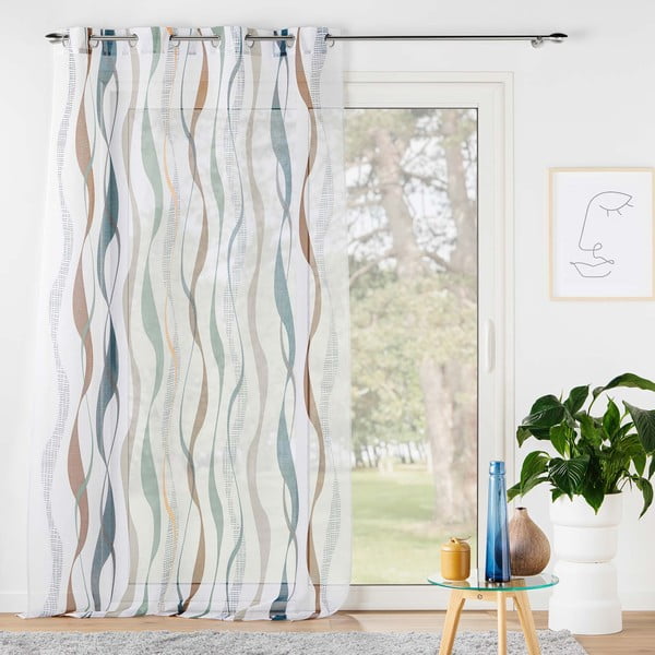 Bílo-modrá voálová záclona 140x280 cm Lisana – douceur d'intérieur-image-2