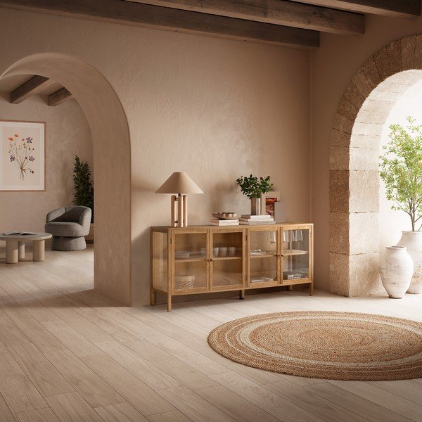 Vitrína v dekoru dubu v přírodní barvě 180x80x40 cm Ceci – MOME-image-1