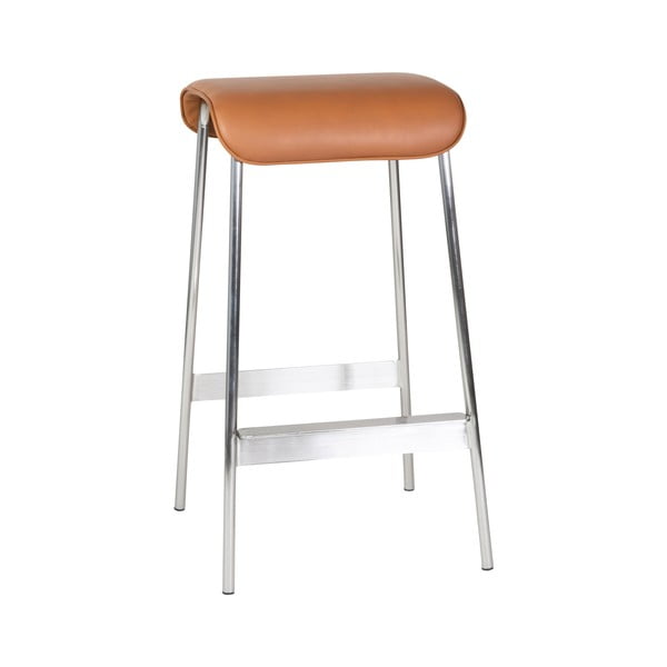 Koňakově hnědé/ve stříbrné barvě čalouněné barové stoličky v sadě 2 ks (výška sedáku 75 cm) Avenue – Hübsch-image-2