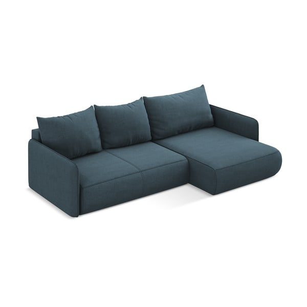 Modrá rozkládací/s úložným prostorem rohová pohovka (pravý roh) Nanea – Makamii-image-4